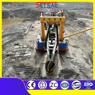 Professionnel 39-65m hydraulique Anchor Boom Cutter drague à aspiration avec grue de pont