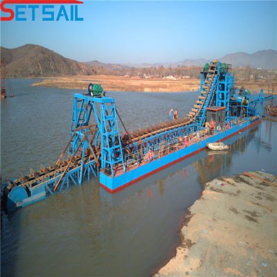 Générateur 75 kW-150 kW Chaîne d'alimentation Seau de sable de rivière Barque minière d'or pour le diamant de la rivière