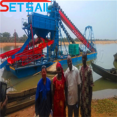 75kw-500kw Cumins Dredger à chaîne à godet fluvial de grande capacité pour l'extraction d'or et de diamants