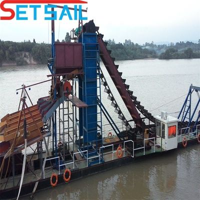 75kw-500kw Cumins Dredger à chaîne à godet fluvial de grande capacité pour l'extraction d'or et de diamants