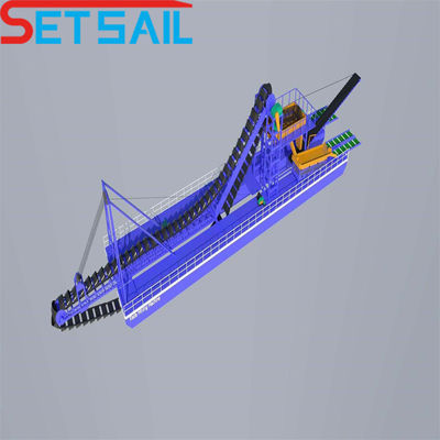 75kw-500kw Cumins Dredger à chaîne à godet fluvial de grande capacité pour l'extraction d'or et de diamants