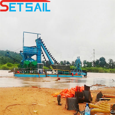 75kw-500kw Cumins Dredger à chaîne à godet fluvial de grande capacité pour l'extraction d'or et de diamants