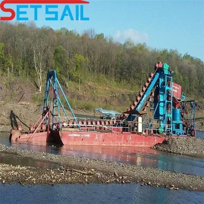 75kw-500kw Cumins Dredger à chaîne à godet fluvial de grande capacité pour l'extraction d'or et de diamants
