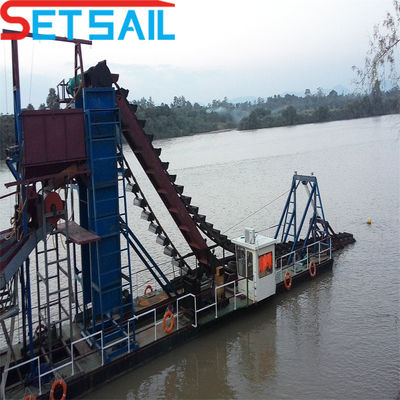 75kw-500kw Cumins Dredger à chaîne à godet fluvial de grande capacité pour l'extraction d'or et de diamants