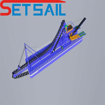7-30 mètres de profondeur de dragage chaîne de godets Dredger or et diamant avec écran à tambour