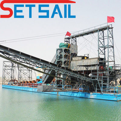7-30 mètres de profondeur de dragage chaîne de godets Dredger or et diamant avec écran à tambour