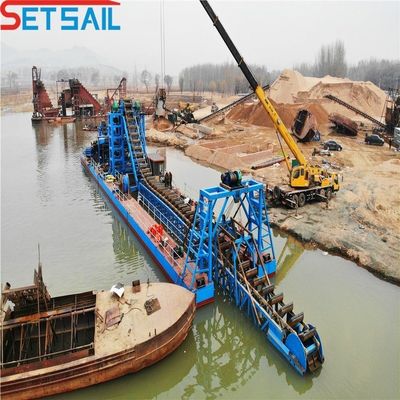 50-300m3 Durable Hull Chain Bucket River Mining Dredger pour le lac d'or en couleur multi