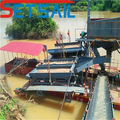 Largeur de 4,5 m à 10 m Dredger d'exploitation minière de l'or sur chaîne sur mesure avec parachute à agitation