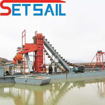 Largeur de 4,5 m à 10 m Dredger d'exploitation minière de l'or sur chaîne sur mesure avec parachute à agitation