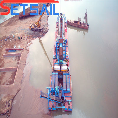 Chain Bucket River Mining Gold and Diamond Dredger avec un moteur à écran de tambour de 5,5 kW à 50 kW
