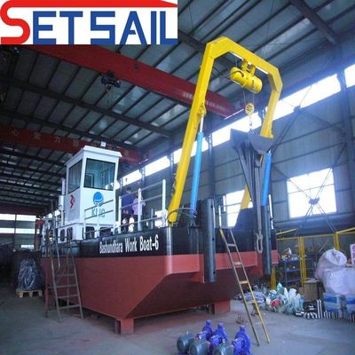 Bateau de travail à moteur diesel à commande hydraulique complète avec élévateur à grue de pont 1,5 t-5 t