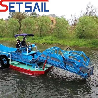 Récolteuse d'herbes à eau automatique complète pour 1 à 2 passagers avec moteur diesel Profondeur de coupe 1,2 m-2 m