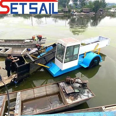 Récolteuse d'herbes à eau automatique complète pour 1 à 2 passagers avec moteur diesel Profondeur de coupe 1,2 m-2 m